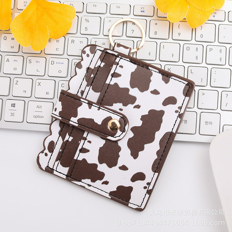 Wholesale Independence Day Cow Print Leopard Print PU Pickup Bag Keychain ACC-KC-MiQiu004