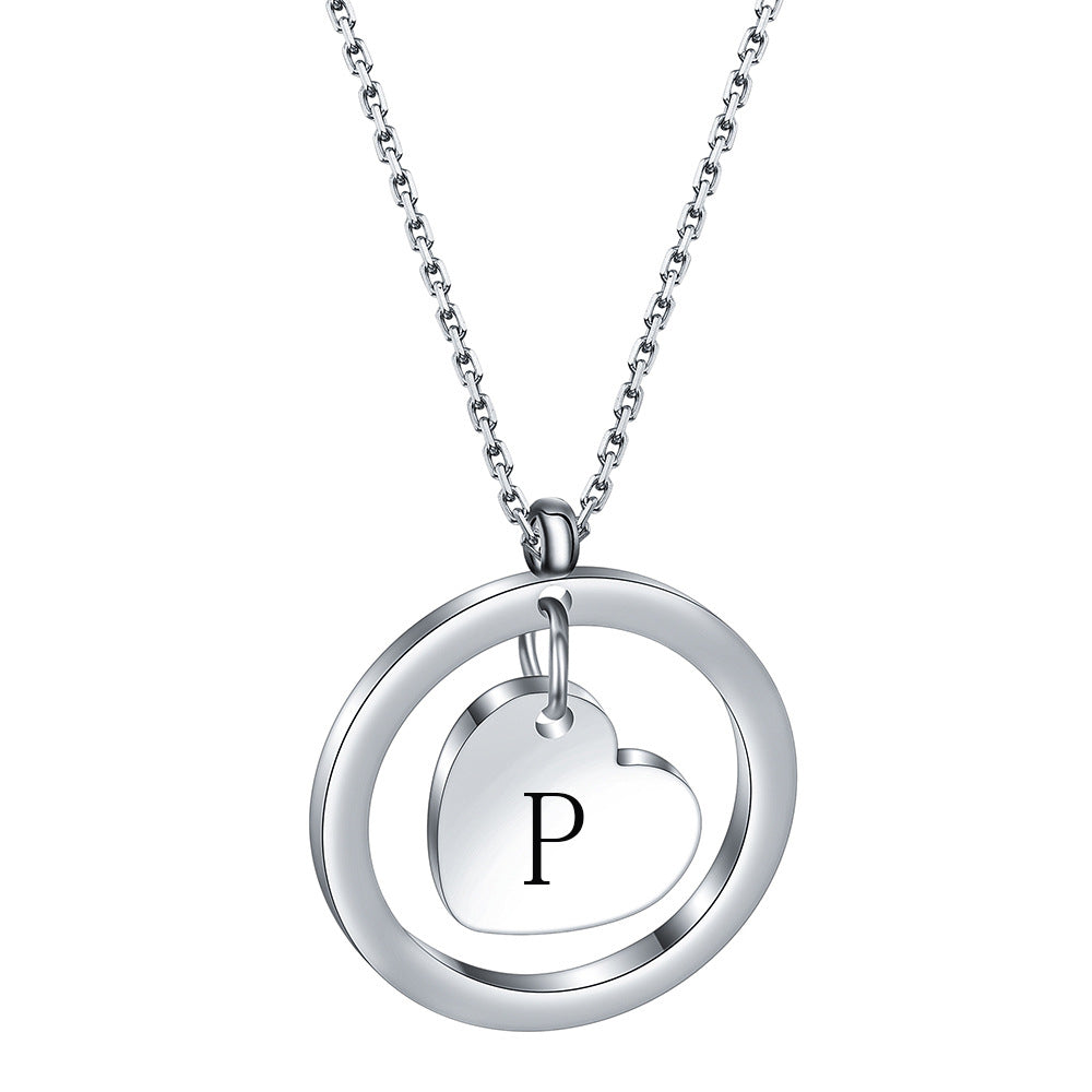 Wholesale 304 Stainless Steel 26 Letters Round Hollow Love Initials Necklace ACC-NE-ZhongZhe003