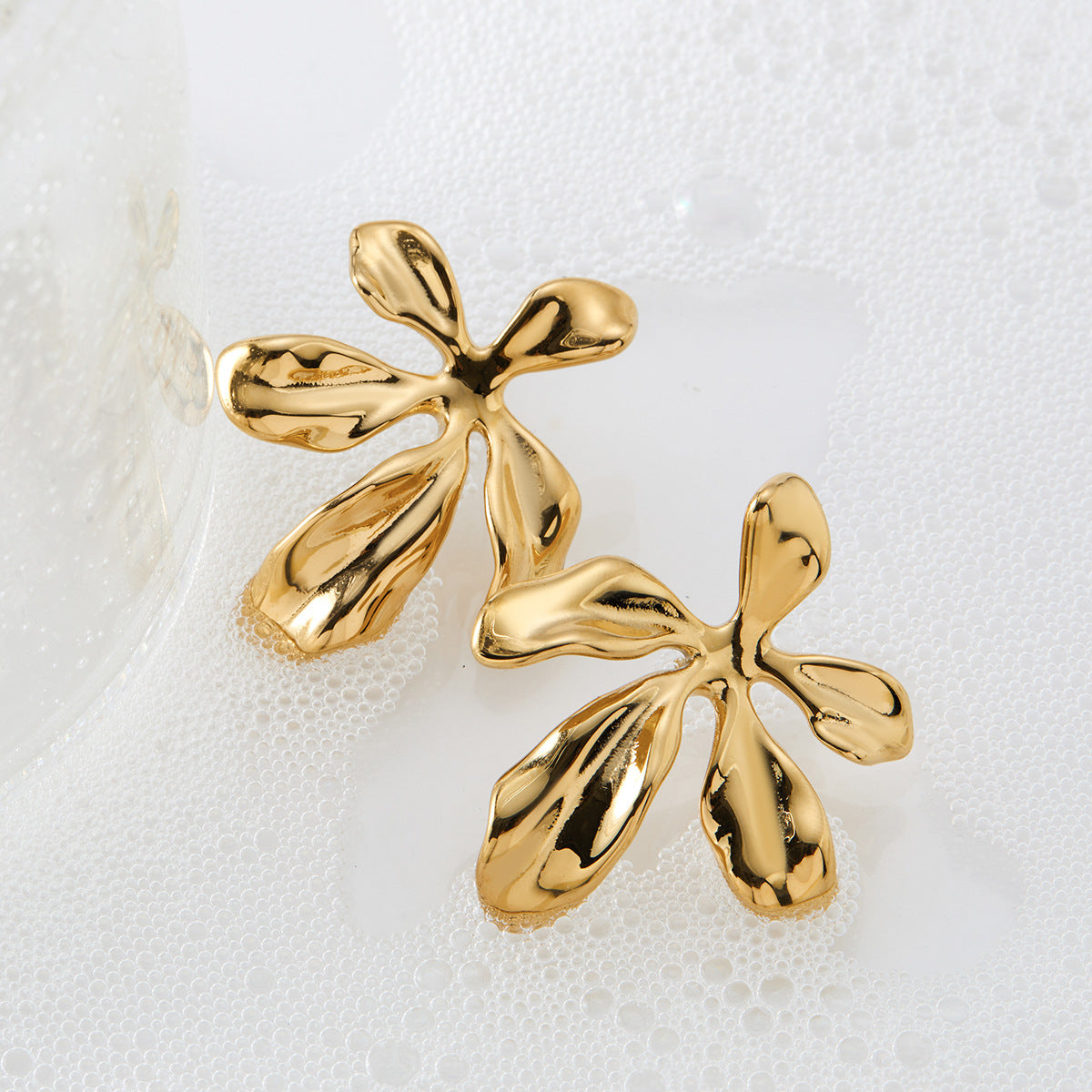 Wholesale 316 stainless steel irregular flower earrings