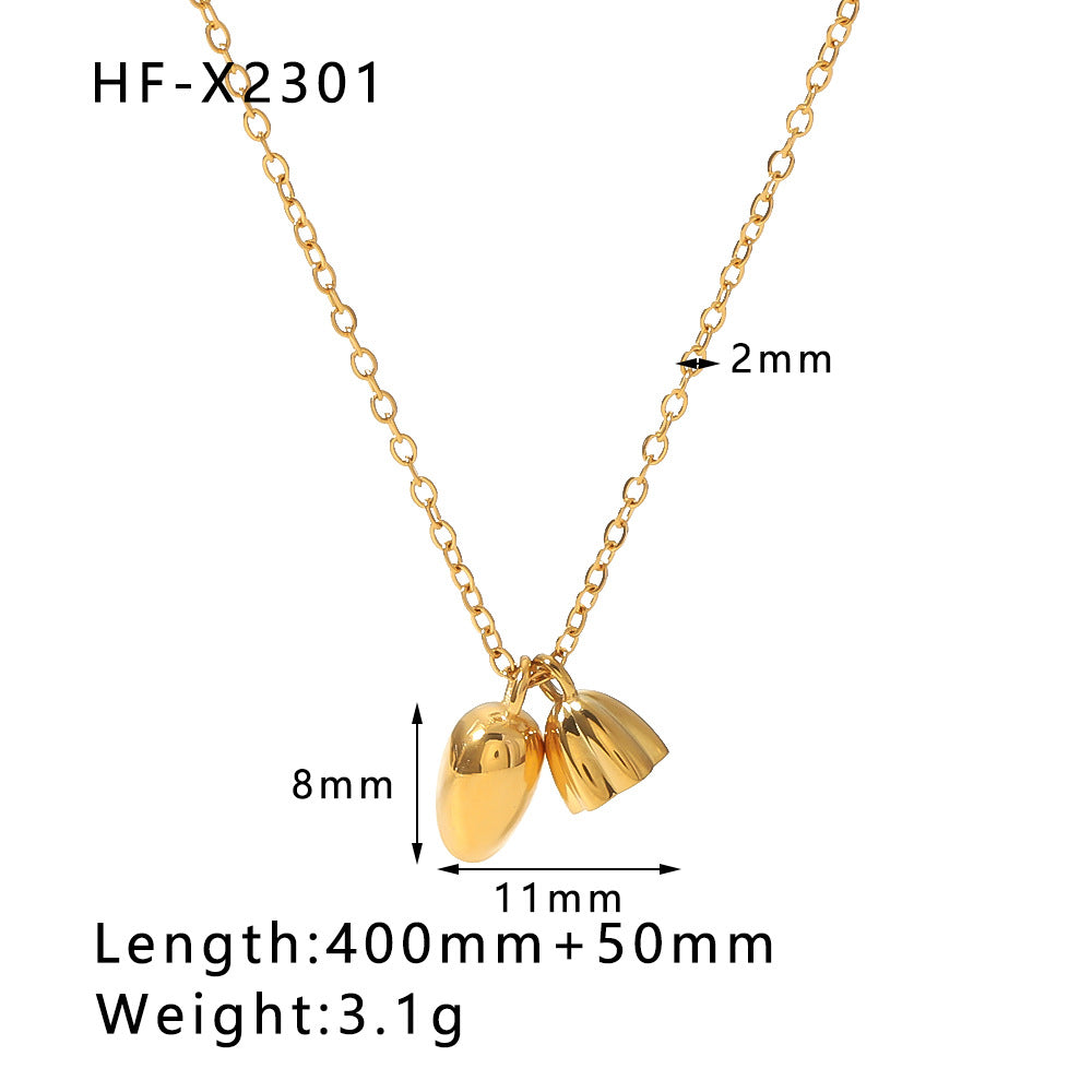 Wholesale stainless steel bamboo love fishtail skirt letter zircon necklace