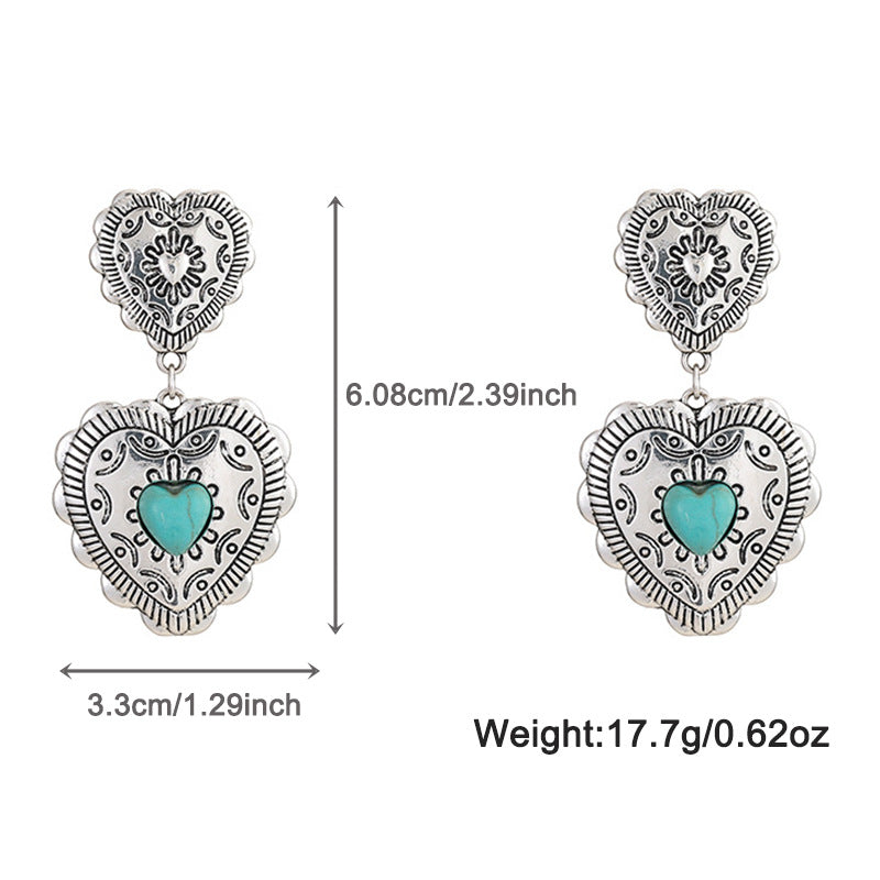 Wholesale Valentine's Day Series Love Peach Semi-precious Stone Vintage Earrings ACC-ES-KJ008