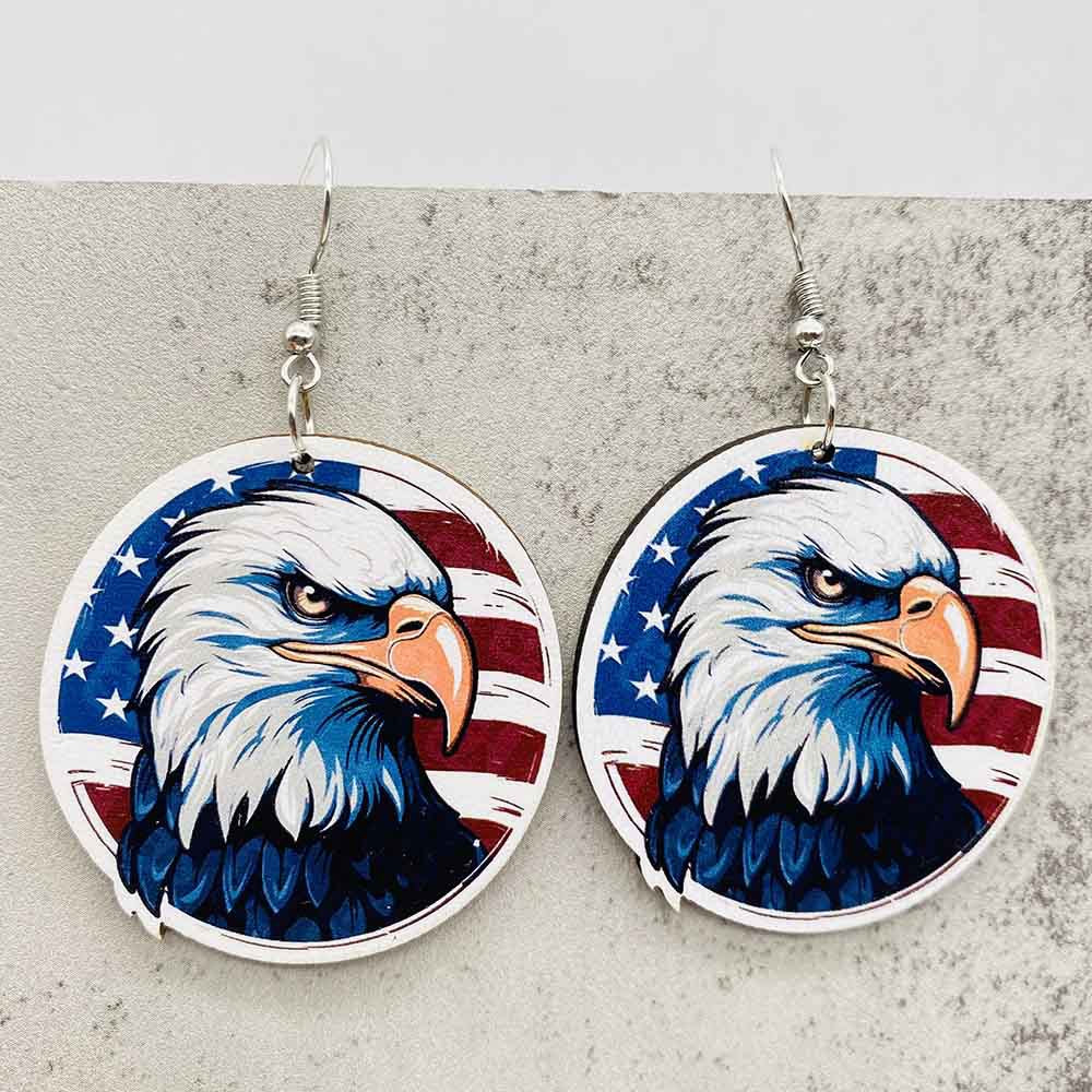 Wholesale Wooden Western-Style Stud Earrings  Wood Earrings Independence Day