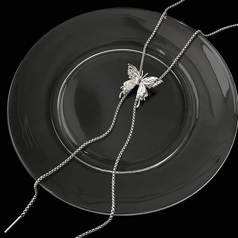 Wholesale Silver Butterfly Tassel Necklace Collarbone Chain Choker Necklace ACC-NE-NS011