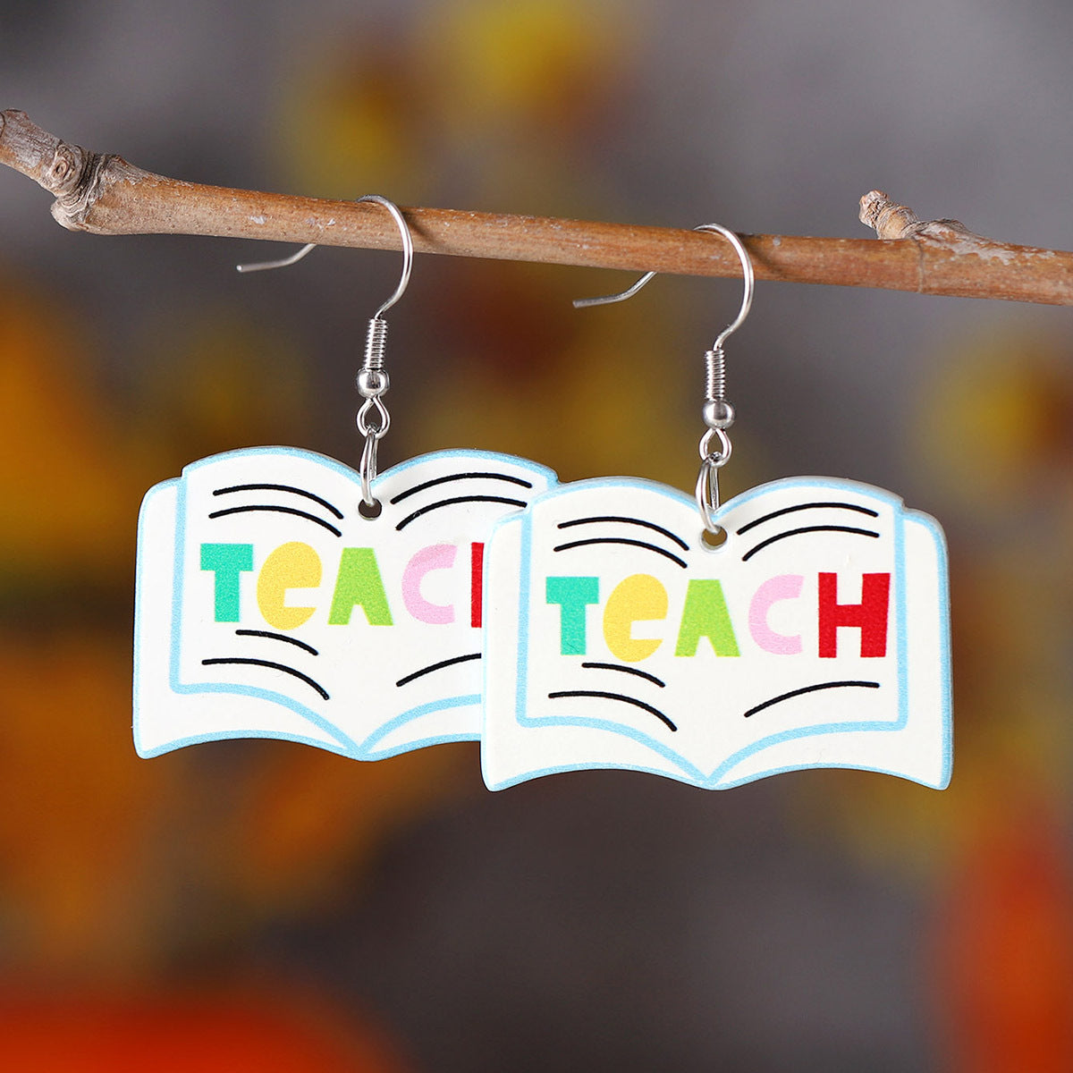 Wholesale  School Season Books Apple Pendant Earrings