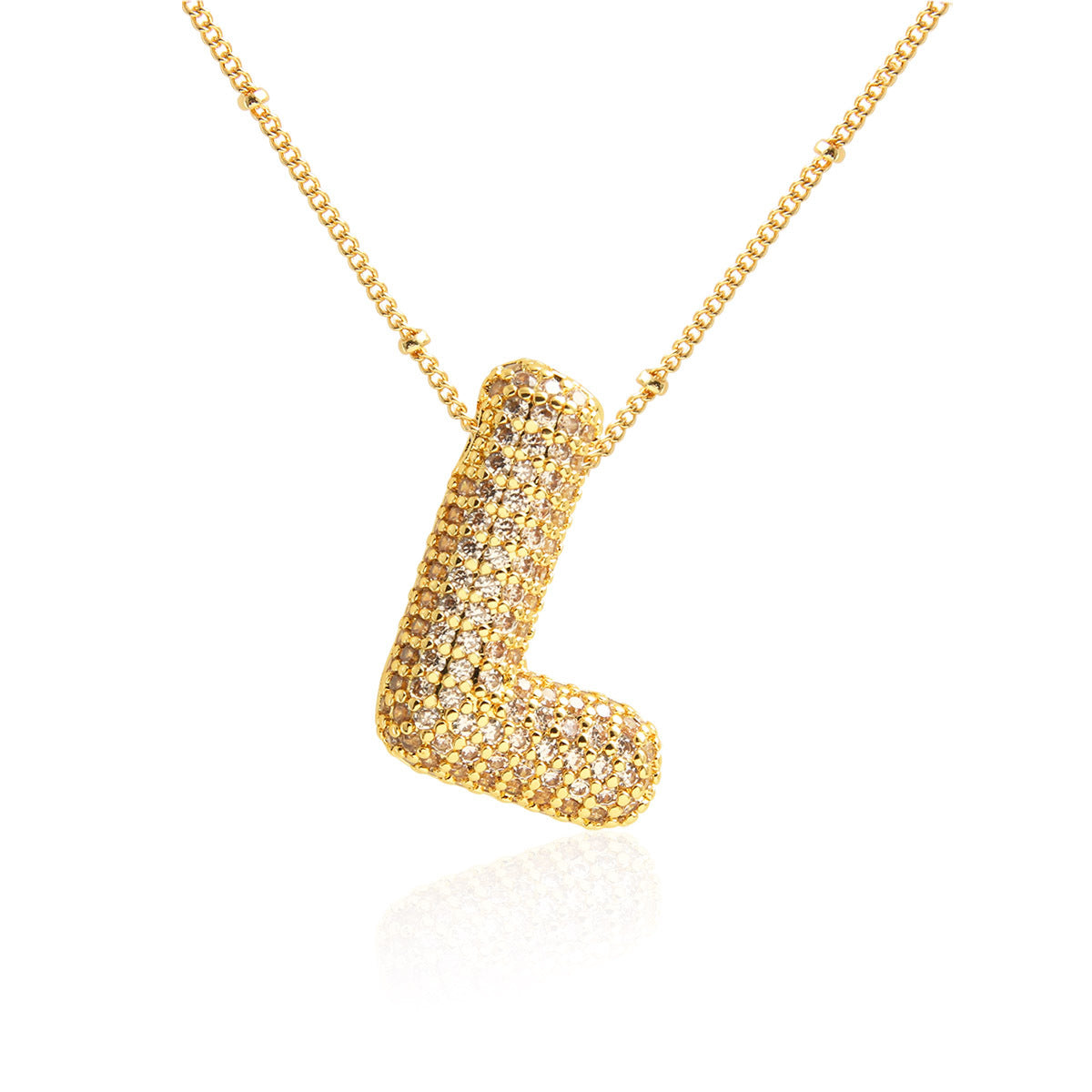 Wholesale Micro Inlaid Zircon Necklace 26 English Letters Balloon Letter Necklace ACC-NE-BaiTian002