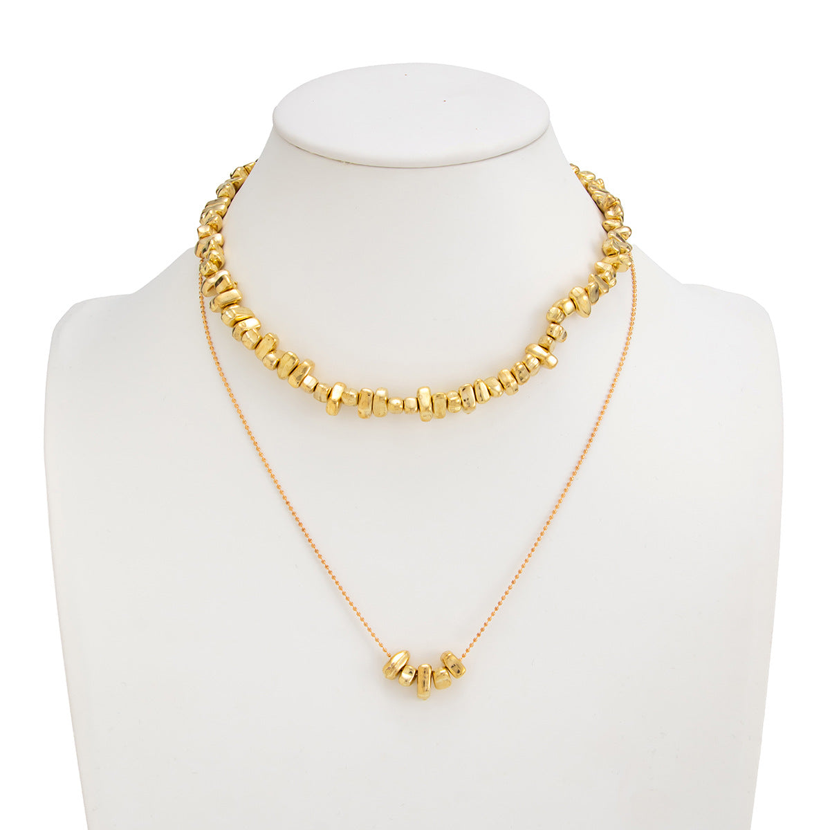 Wholesale  Asymmetrical Ccb Broken Silver Beaded Necklace