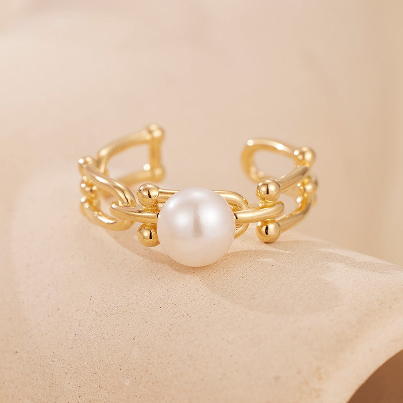 Wholesale Adjustable 925 Sterling Silver Pearl Ring