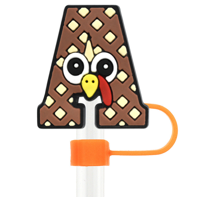 Wholesale Random 100pcs Thanksgiving Series PVC Soft 10MM Straw Covers ACC-SCR-RYY063