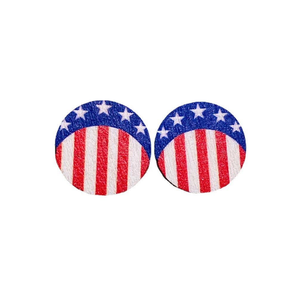 Wholesale American Independence Day Heart Shape Butterfly Wooden Earrings ACC-ES-CY021