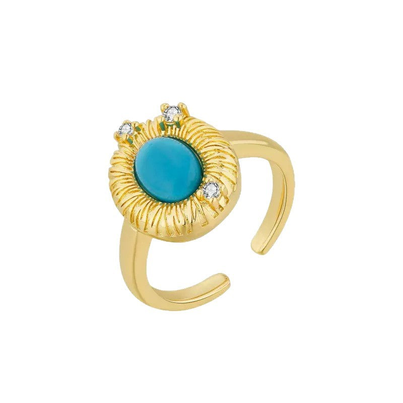 Wholesale Bohemian Ethnic Ring,  Retro Imitation Turquoise,  Alloy,  Women' s Jewelry Accessory for Everyday Wear or Gift