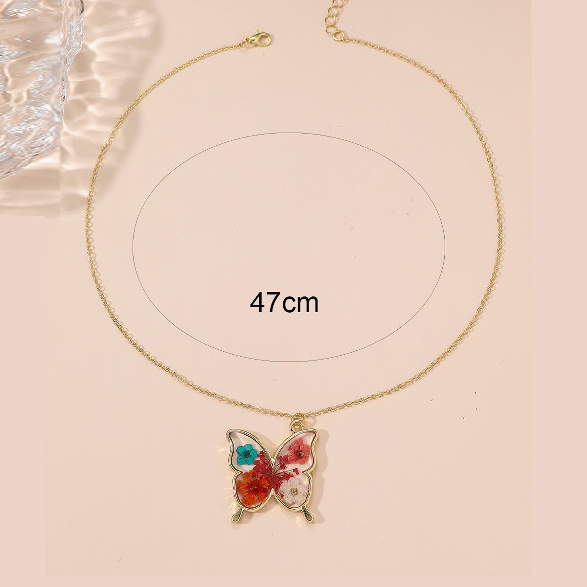 Wholesale Resin Butterfly &  Flower Necklace Dripping Glue Pendant Daily Wear Jewelry Accessory