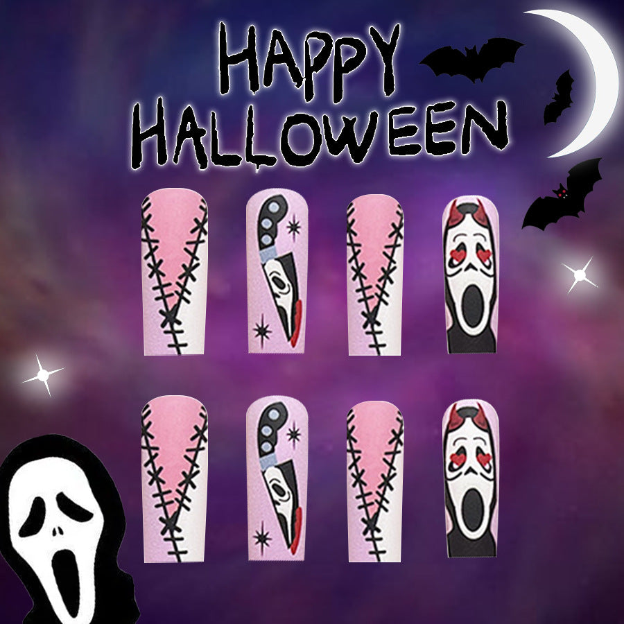 Wholesale 24 Pieces/box Halloween Long Frosted Ballet Nails Press-on Nails Kits Nail Stickers ACC-NS-GuaiXL117