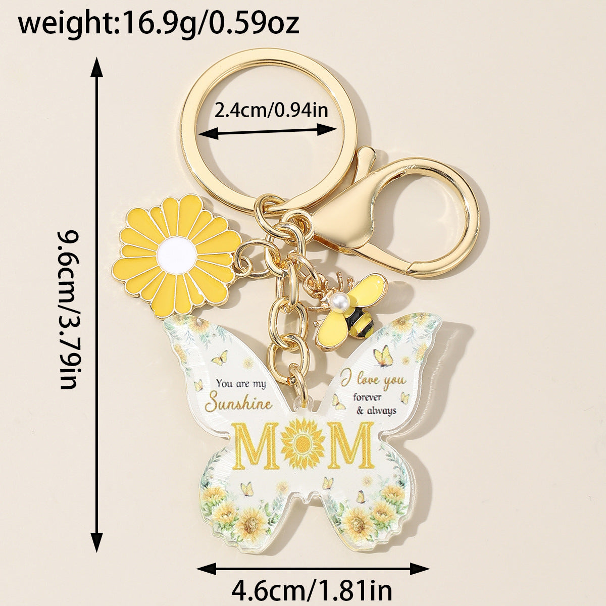 Wholesale Ladies MOM Acrylic Butterfly Color Print Heart Keychain Charm Mother's Day Gift Keychain Women's Hand ACC-KC-HuiWen004