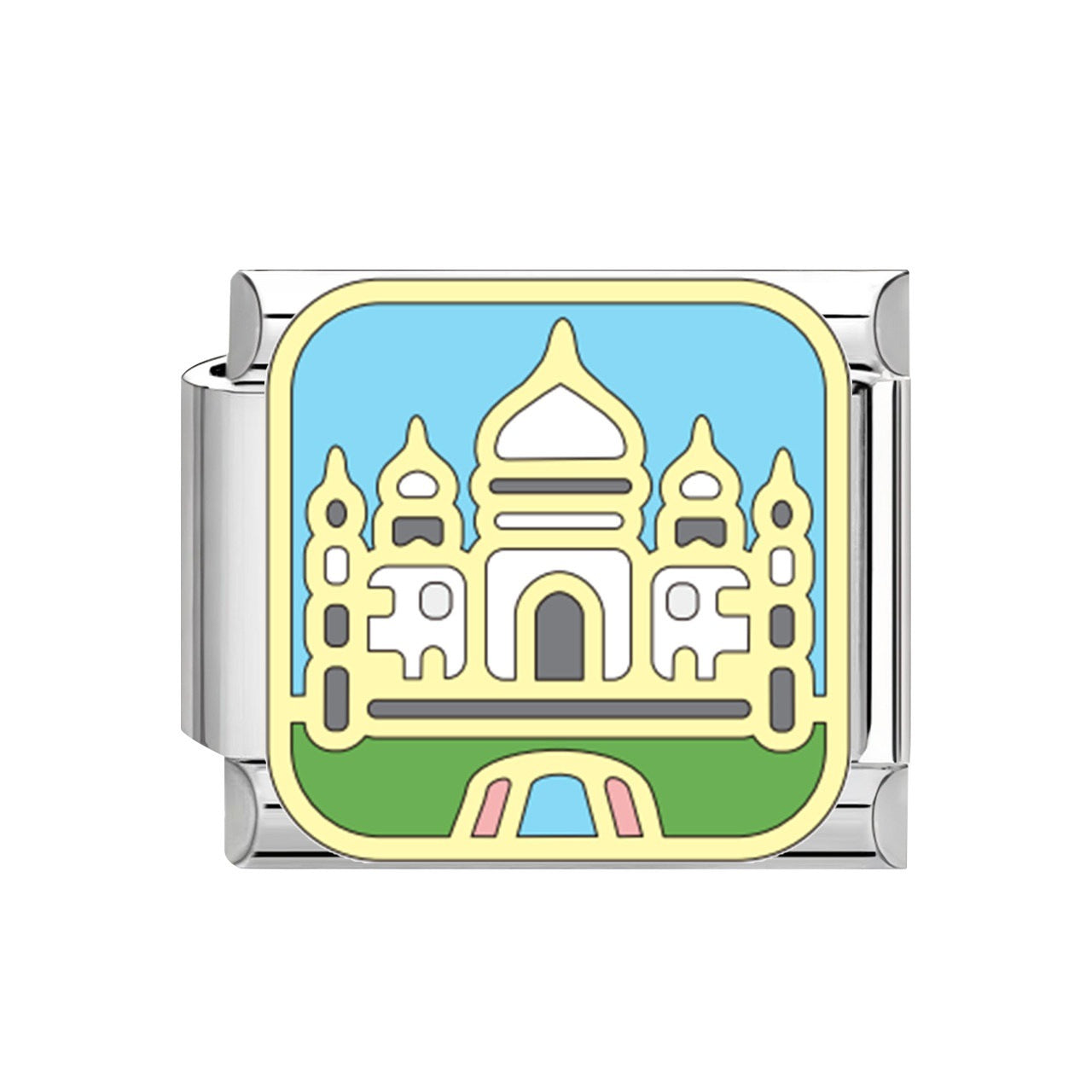 Wholesale Creative DIY Italian-style modular bracelet charm featuring travel landmark designs in stainless steel