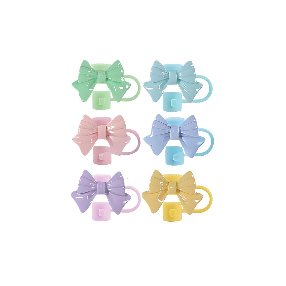 Wholesale  Cute Bow 10mm PVC Soft Straw Tube Cap