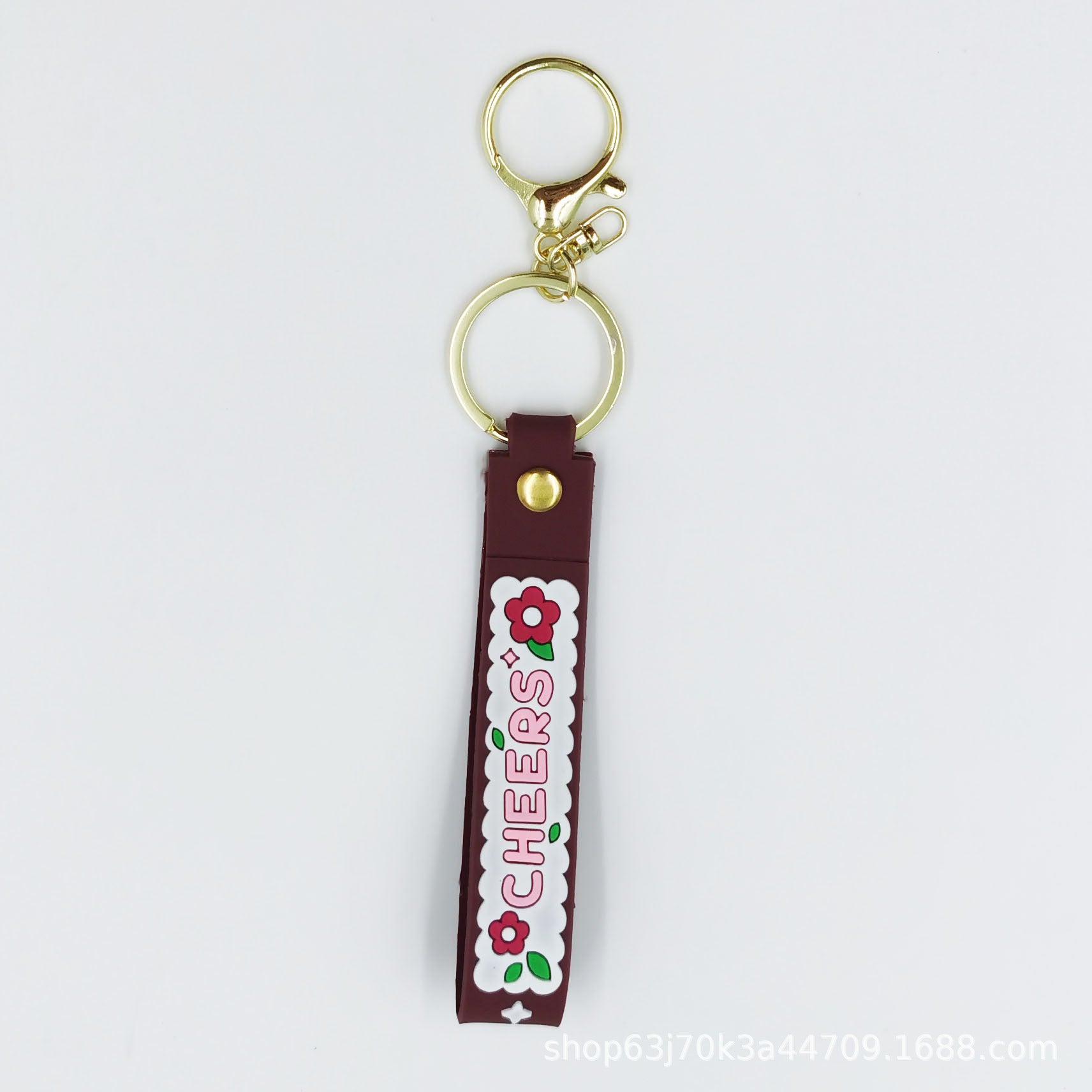 Wholesale 10pcs Plum blossom letter PVC soft glue lanyard keychain