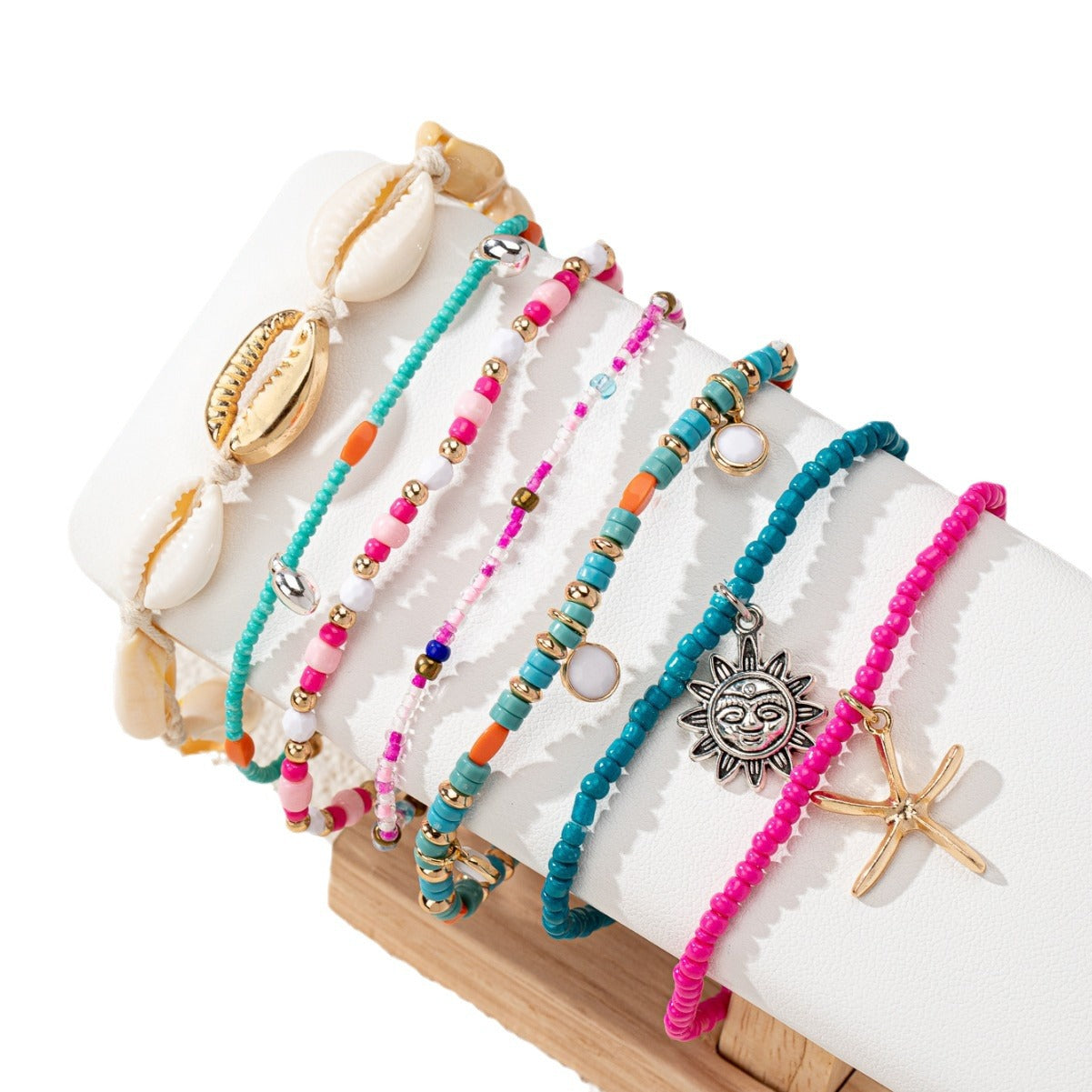 Wholesale Bohemian Bohemian holiday style shell beads starfish rice beads anklet