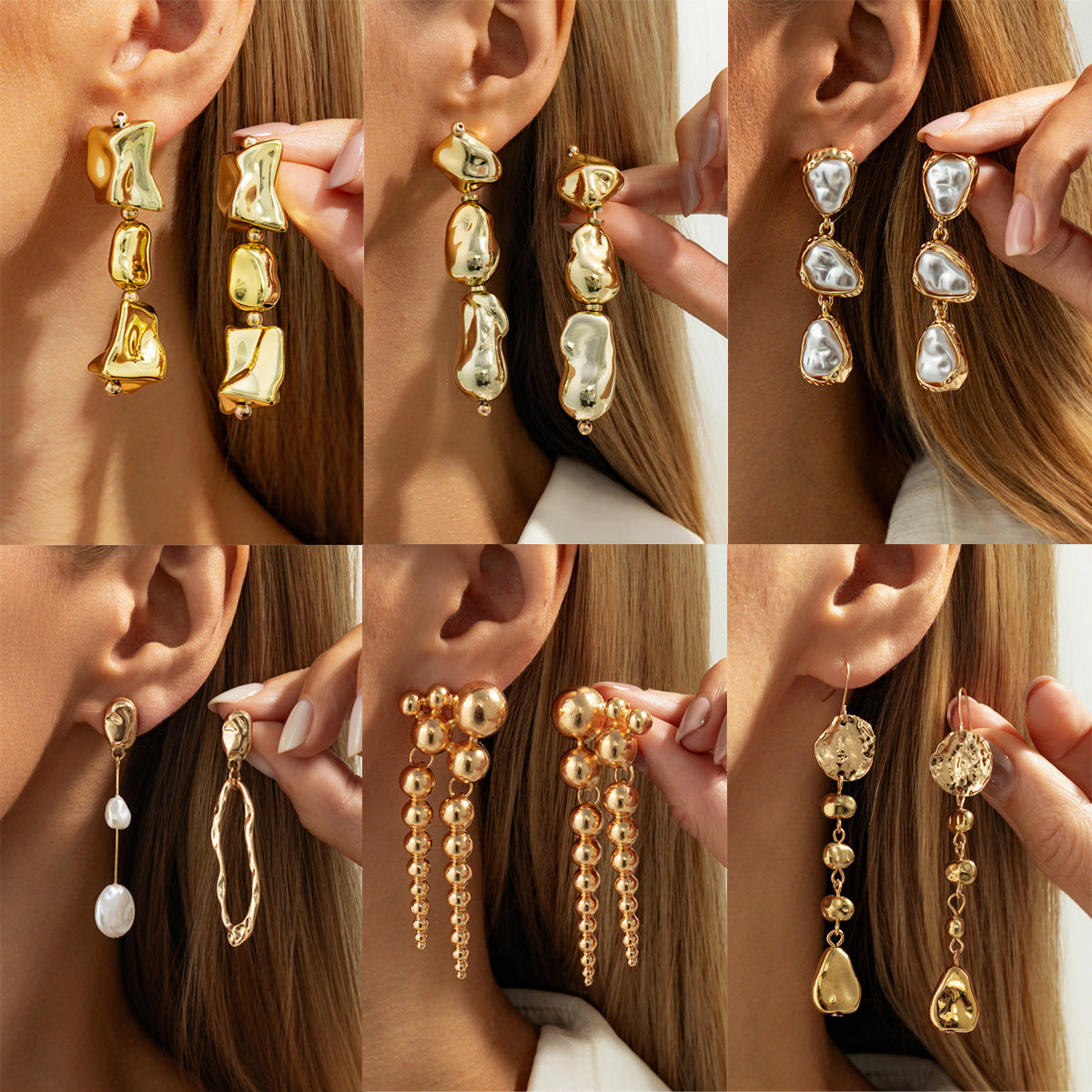 Wholesale Alloy Electroplated Vintage Imitation Pearl Long Earrings Stylish Jewelry Accessory