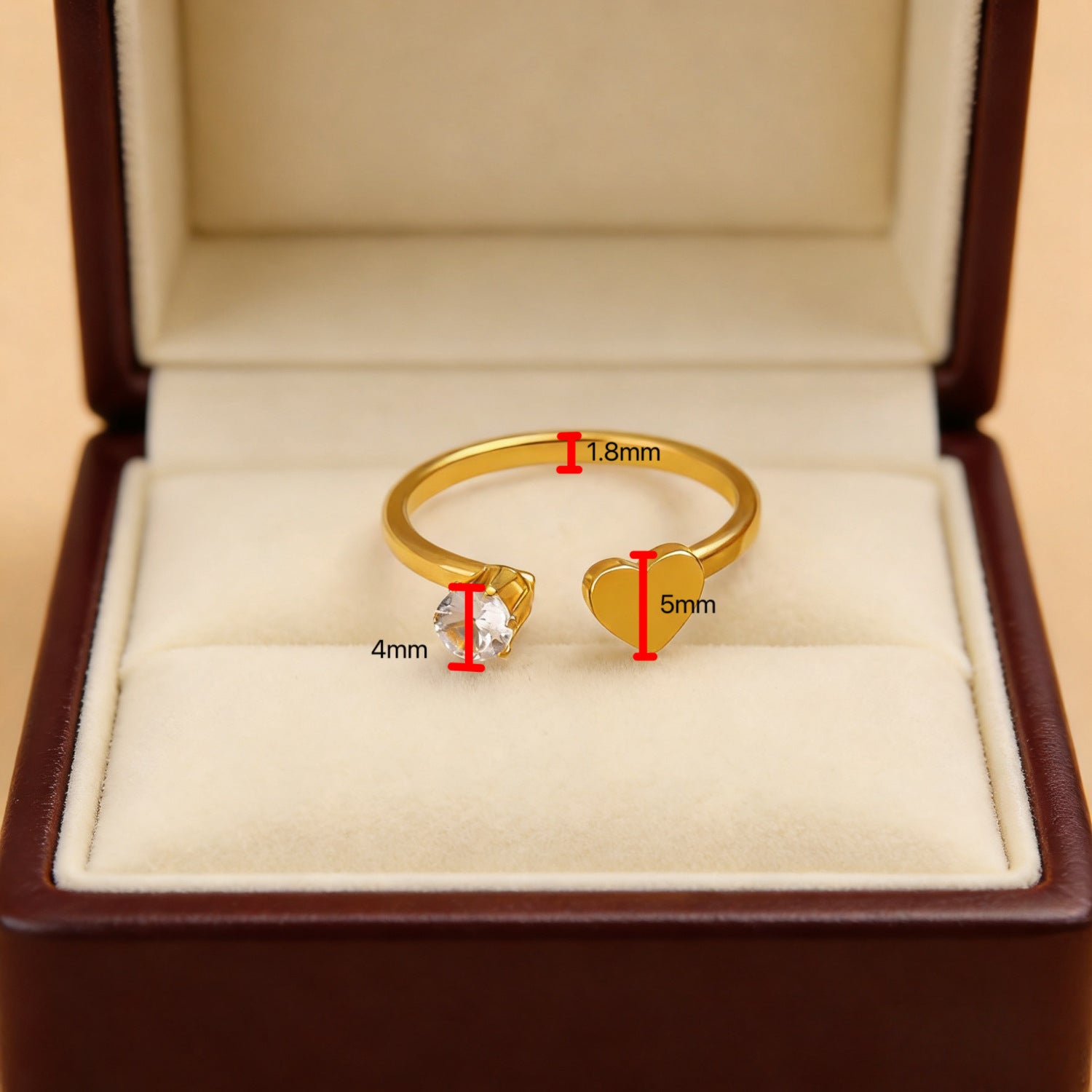 Wholesale Stainless steel man-made pearl heart adjustable ring