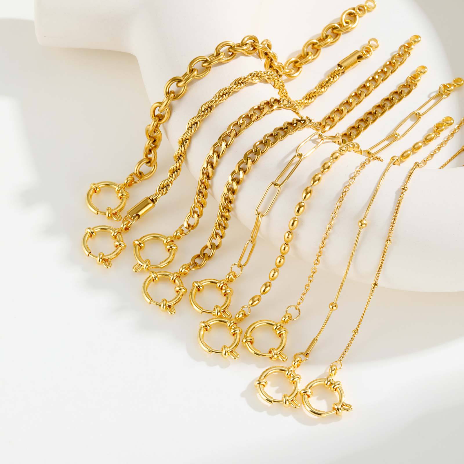 Wholesale Gold Tone Stainless Steel Twisted Chain Beaded Bracelet Stylish Fashion Jewelry Accessory For Women
