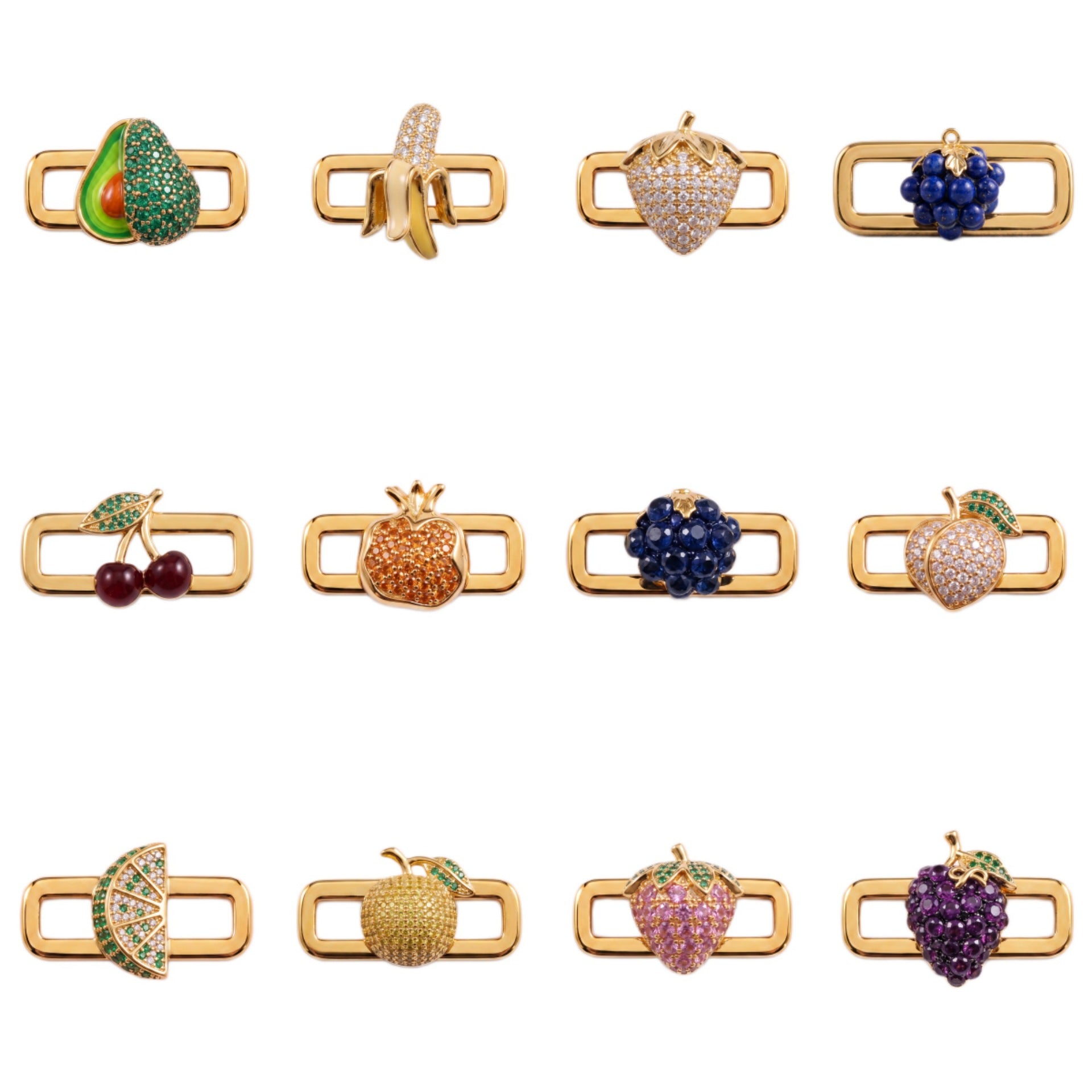 Wholesale Retro Strawberry Fruit Charm Bracelet With Stainless Steel Colorful Zircon Pendant DIY Jewelry Craft Supply For Gift And Boutique Resale