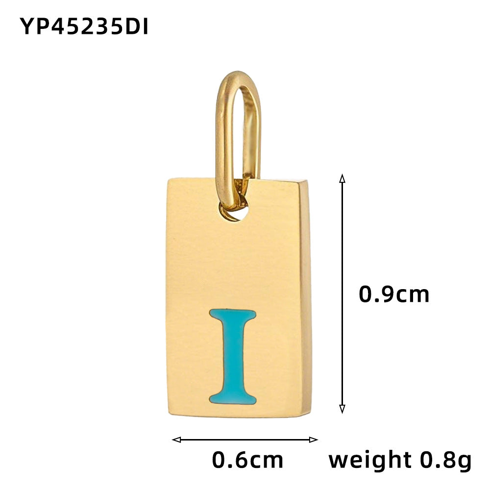 Wholesale 26 oil drops English letters stainless steel gold-plated DIY pendant