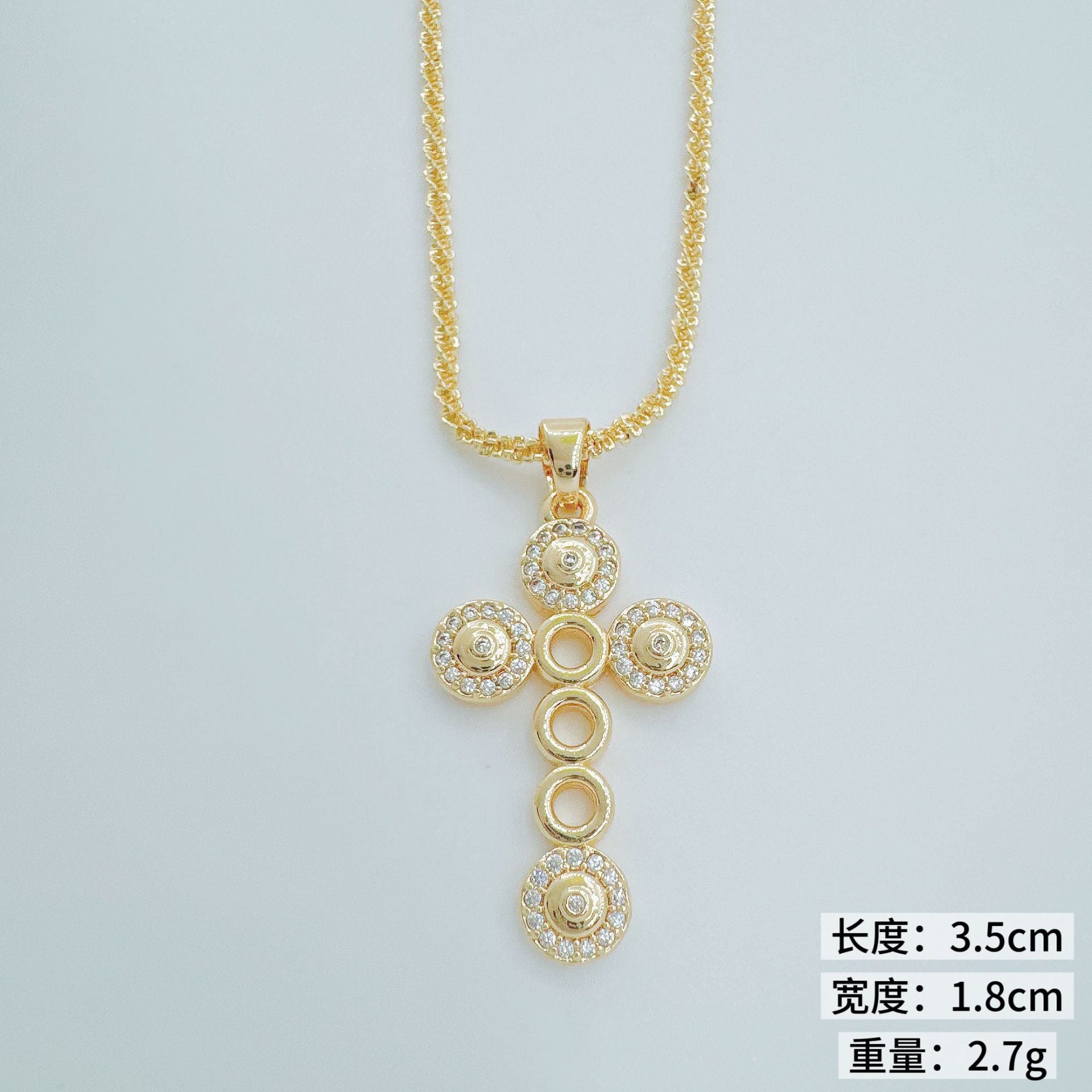 Wholesale Trendy Copper Gold Plated Zircon Pendant Necklace Fashion Accessory