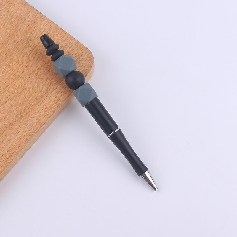 Wholesale  beaded pen creative DIY silicone beads contrast color beaded pen