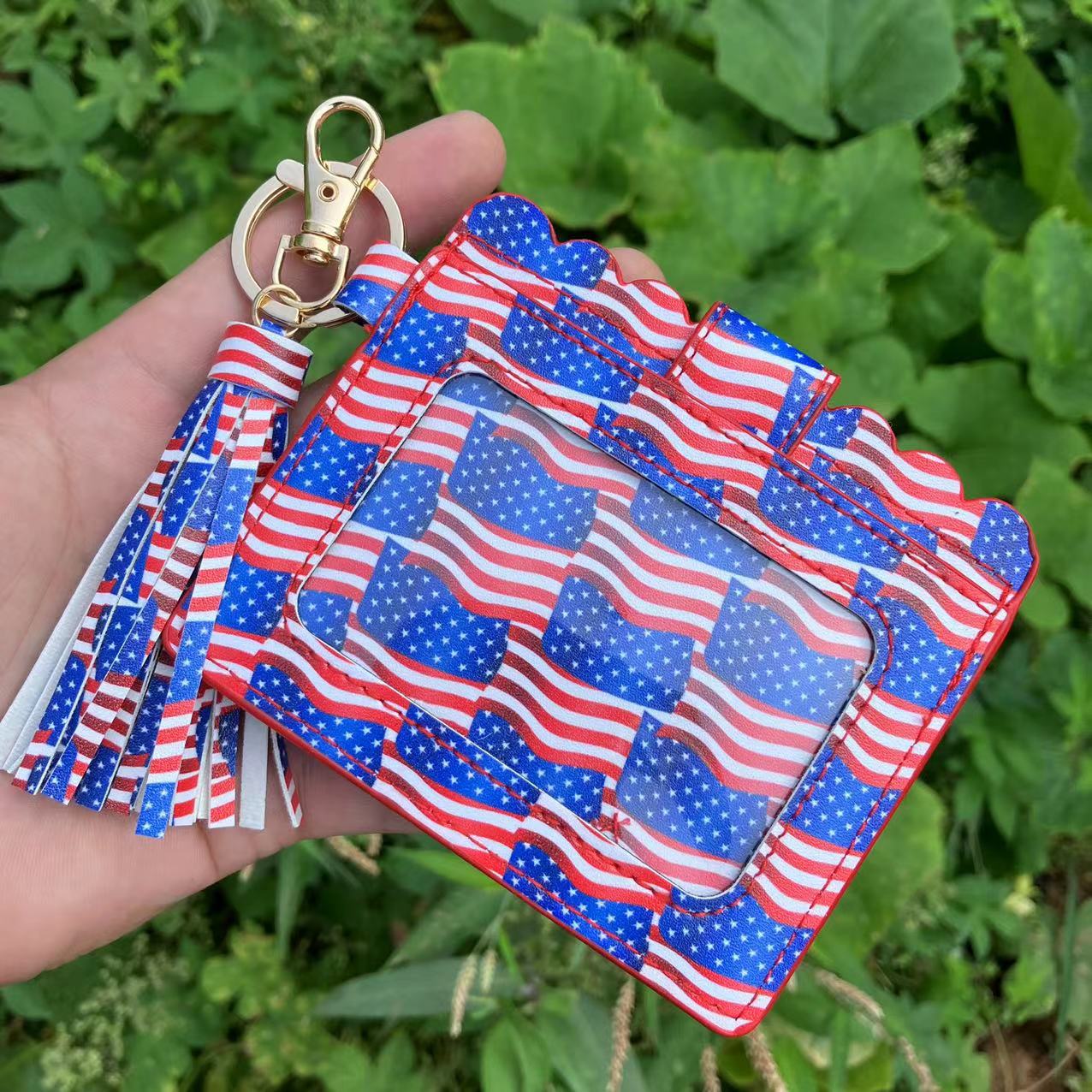 Wholesale Leopard Print Plaid Tie Dye Plaid Card Holder Keychain Wristlet Keychain ACC-KC-QiuXue008