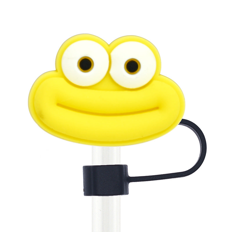 Wholesale Random 100pcs Cartoon 10mm PVC Soft Straw Tube Cap ACC-SCR-RYY093