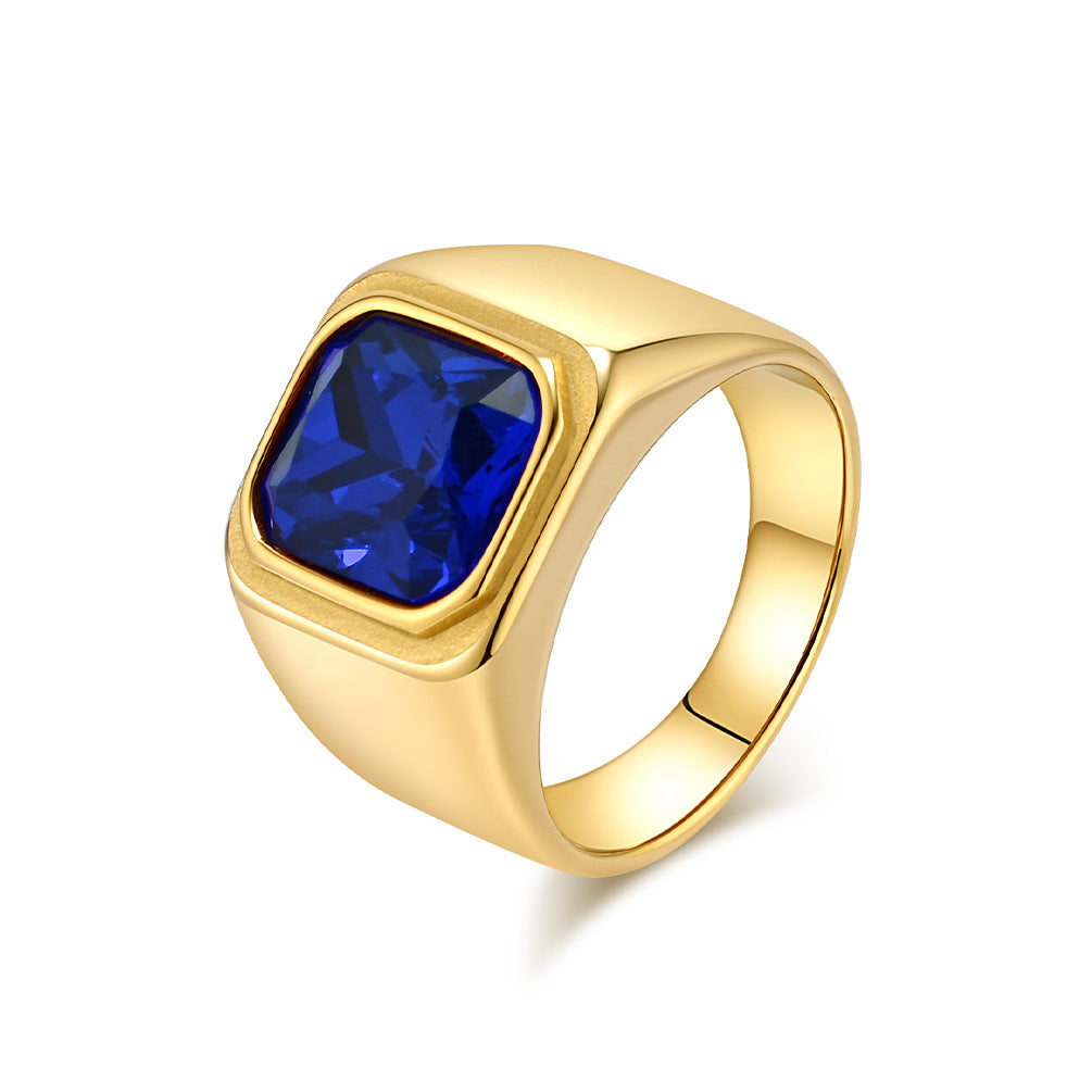 Wholesale Square Black Stone Geometric Ring Stainless Steel 18K Gold Plated Men S Fashion Jewelry Gift For Boutique Resale