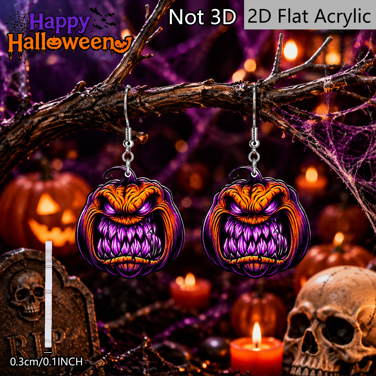 Wholesale  Pumpkin Face Earrings Acrylic Dark Style Party Wear Fashion Accessory