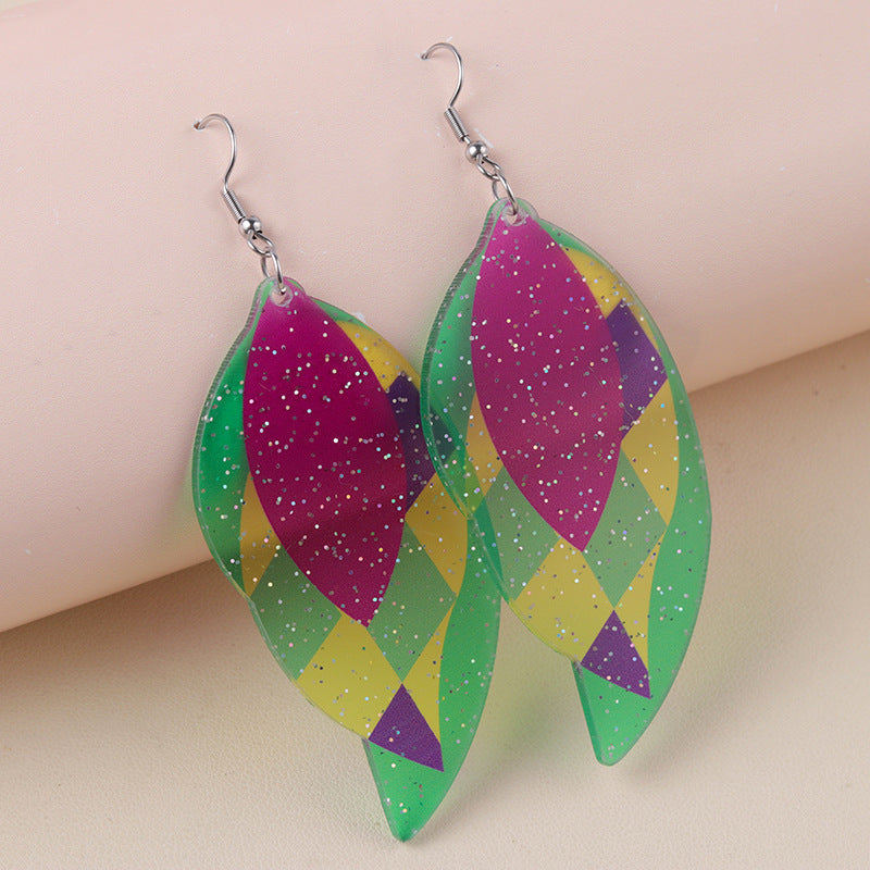 Wholesale Bohemian Mardi Gras Acrylic Earrings tassel Earrings
