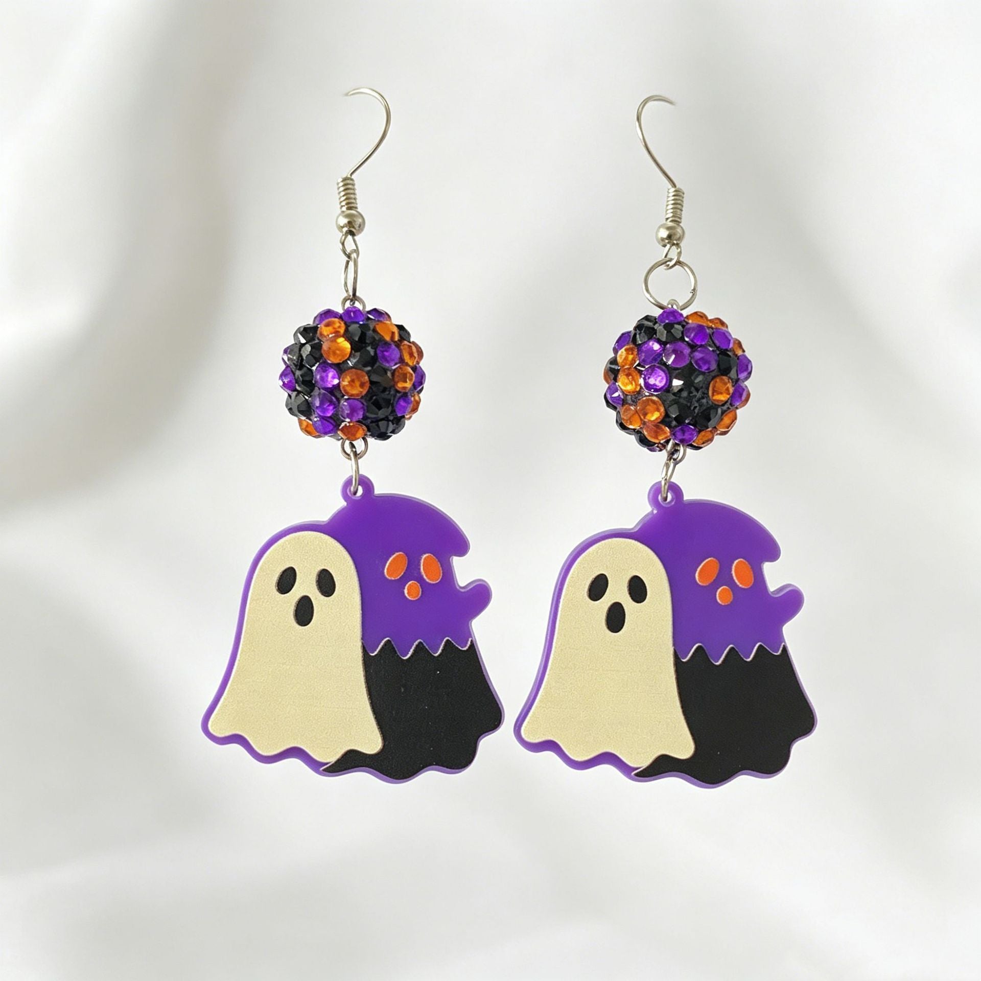 Wholesale Fashion  Acrylic Earrings Purple Ghost Cartoon Design Jewelry Accessory