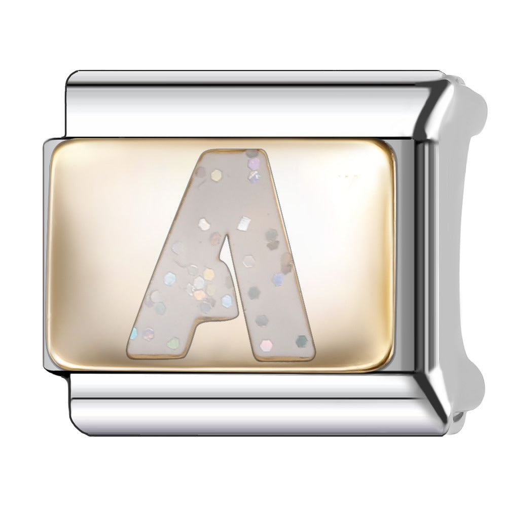 Splendido braccialetto con lettera con goccia d'olio da 9 mm, modulo italiano all'ingrosso