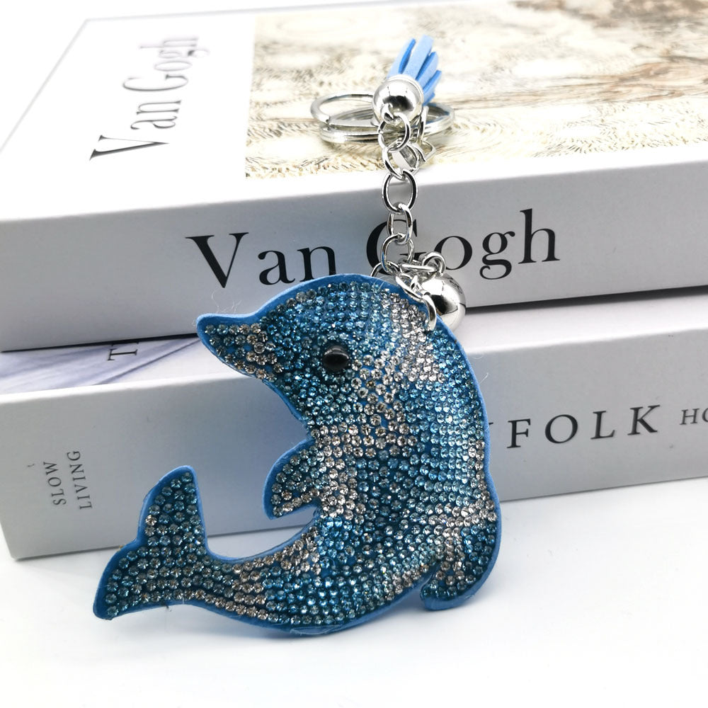 Wholesale Creative Velvet Diamond Cartoon Animal Dolphin Keychain