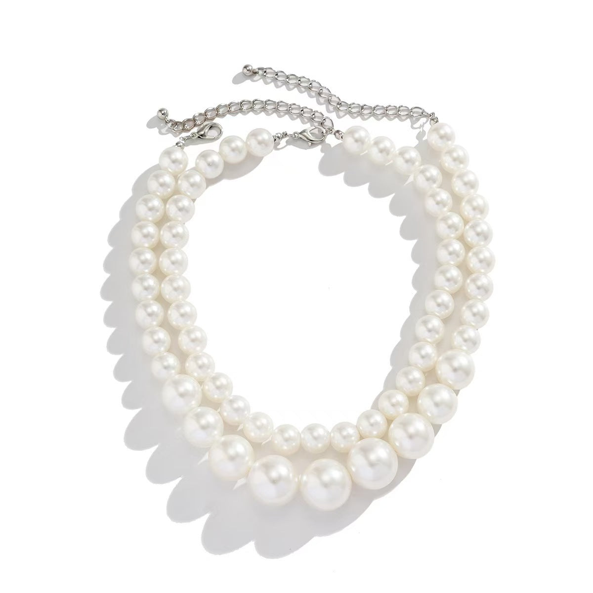 Wholesale pearl beaded elegant double layer necklace set