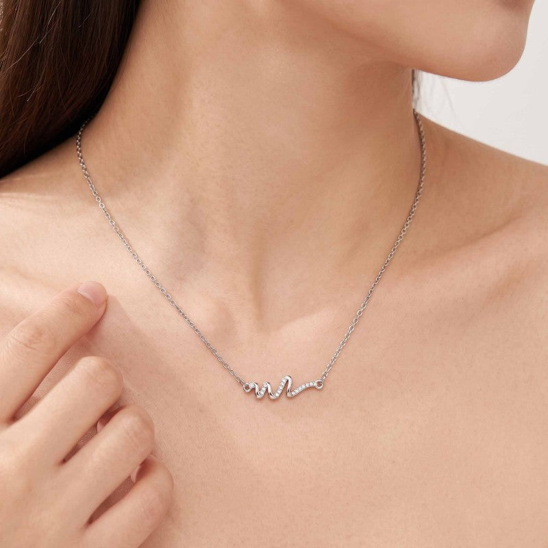 Wholesale White Gold Plated Alloy Wave Necklace Minimalist Collarbone Chain Fashion Accessory
