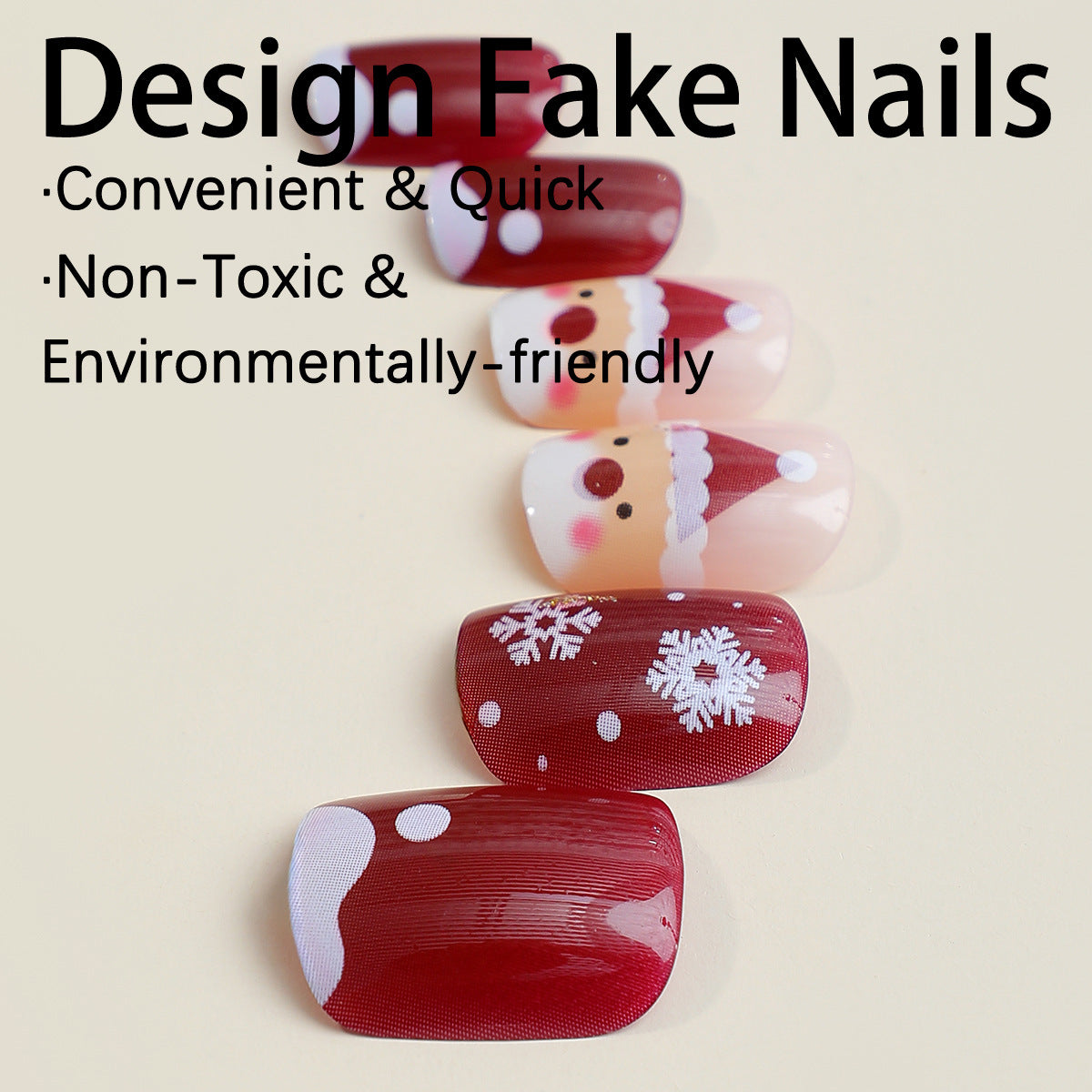 Wholesale 24pcs/box Glitter Nail Stickers Christmas Snowflake Wearable Nails Press-On Nail Set ACC-NS-HaoYi031