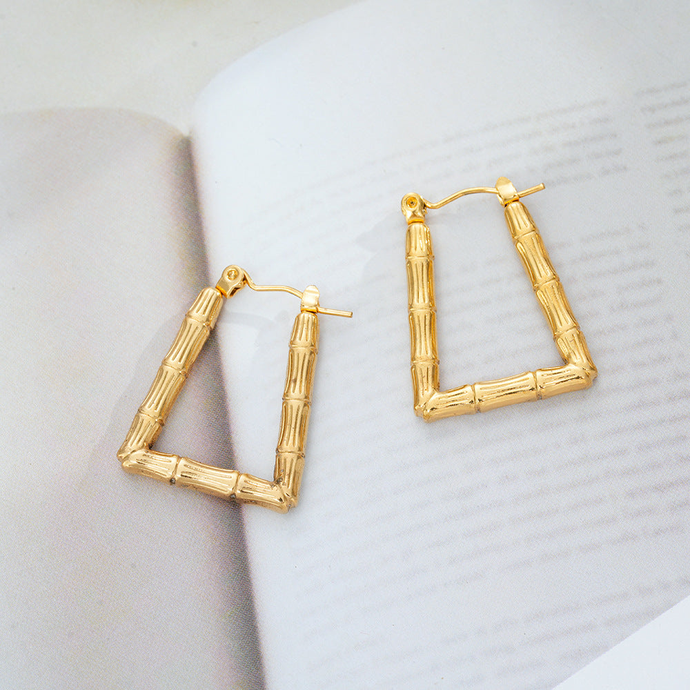 Wholesale Geometric 18K Gold Plated Titanium Steel Earrings - Chic Fashion Accessory for Women,  Gift or Boutique Resale