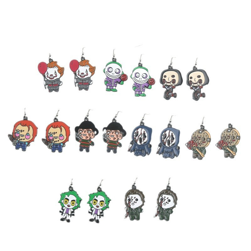 Wholesale Halloween Horror Cartoon Movie Black Plated Pendant Earrings ACC-ES-Fuyu001
