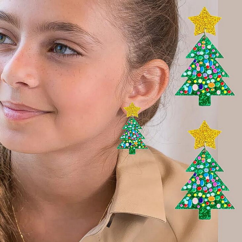 Wholesale Christmas Tree Rainbow Koala Dinosaur Cactus Gingerbread Man Acrylic Earrings ACC-ES-XP012