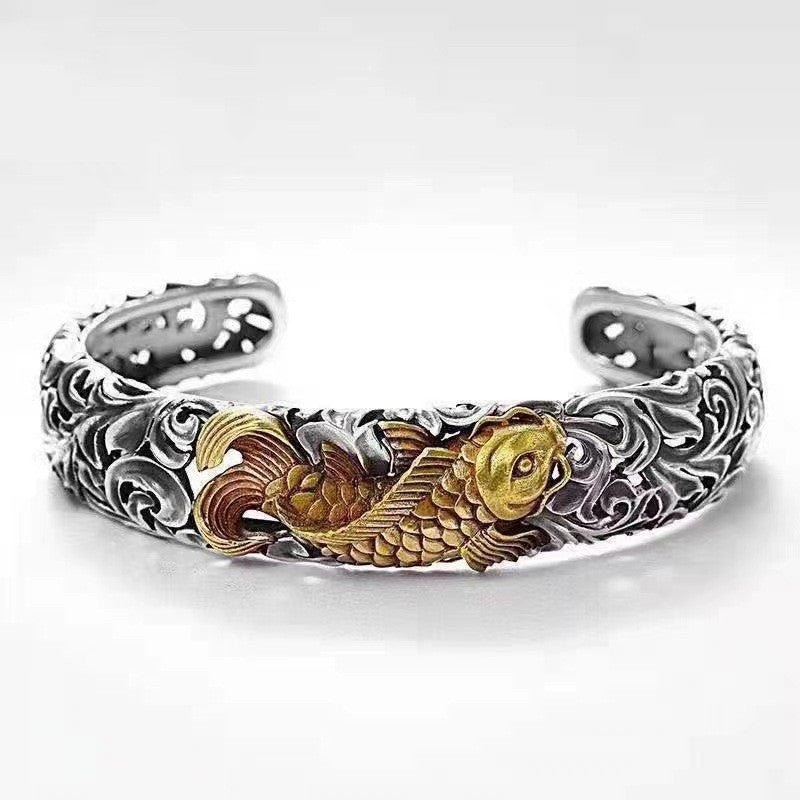 Wholesale Two-color Electroplating Koi Arabesque Bracelet ACC-BT-YuMei001