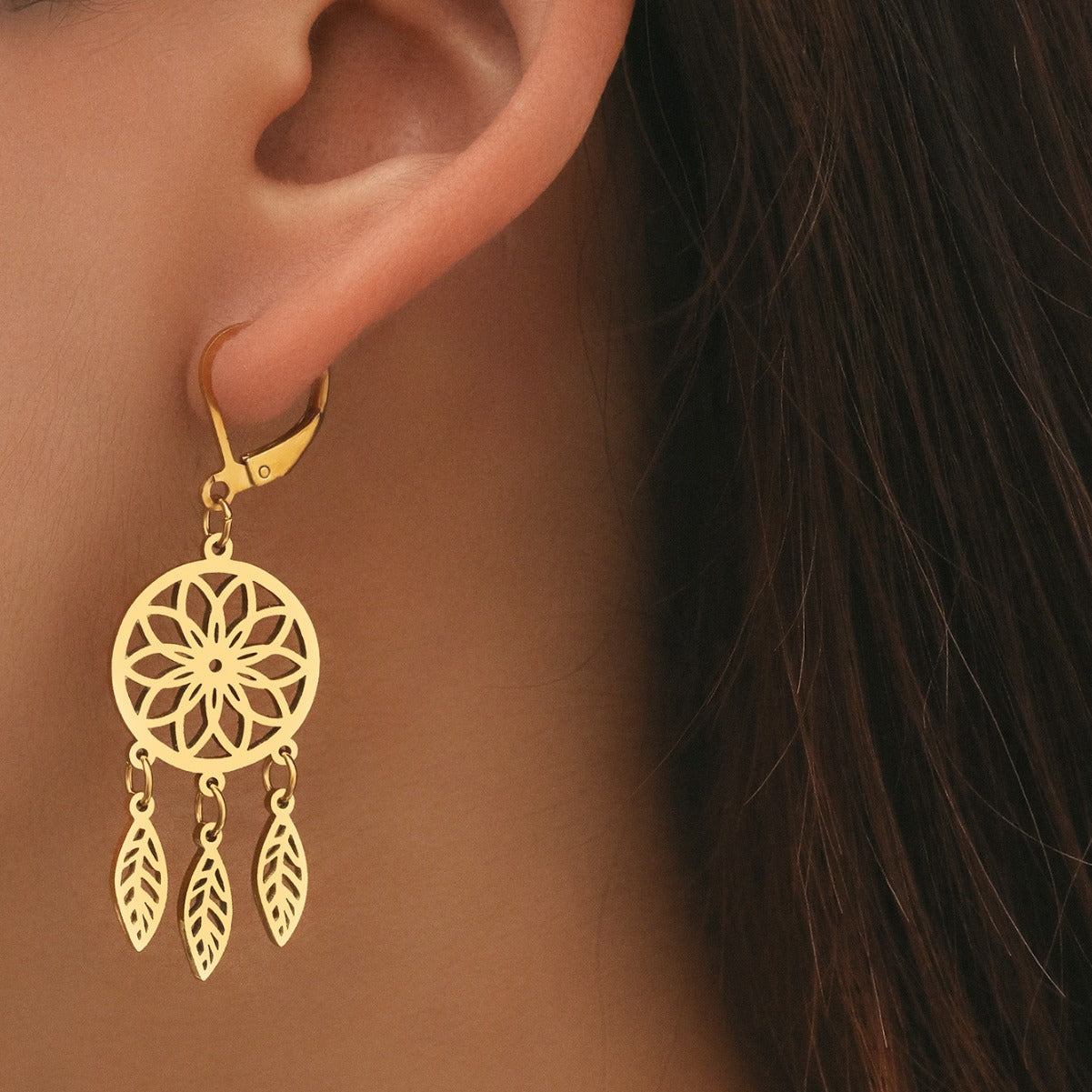 Wholesale Stainless Steel Geometric Hollow Out Earrings Trendy Everyday Jewelry Accessory For Boutique Resale