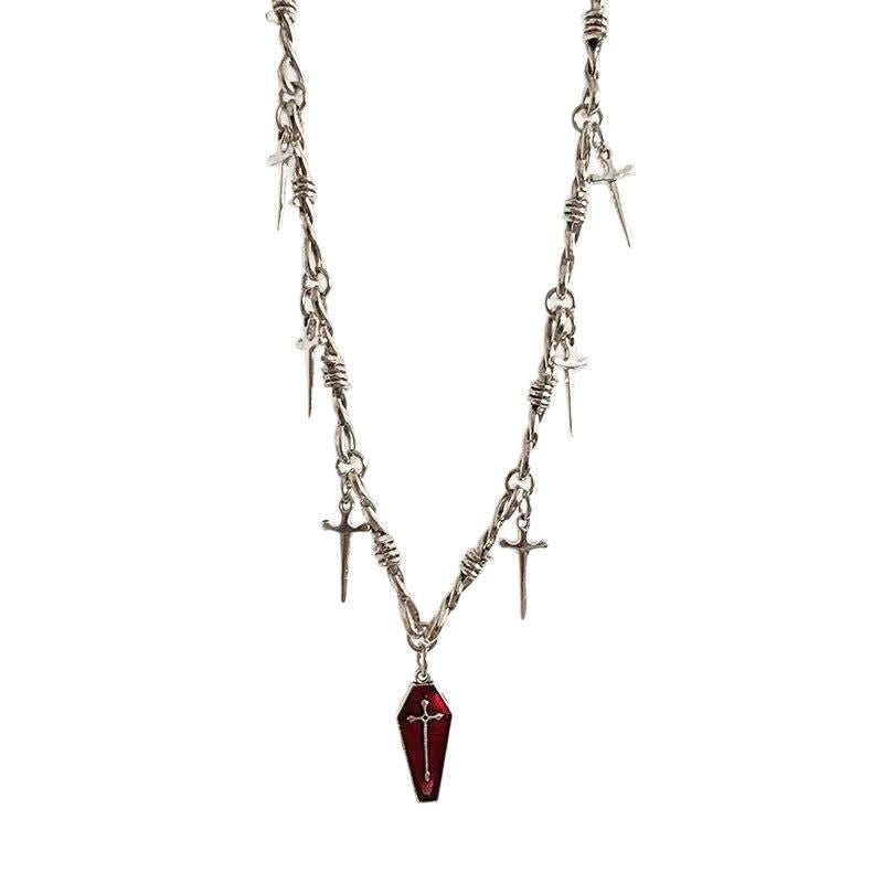 Wholesale Gothic Harajuku Street Necklace Alloy Coffin Cross Sword Pendant Fashion Accessory