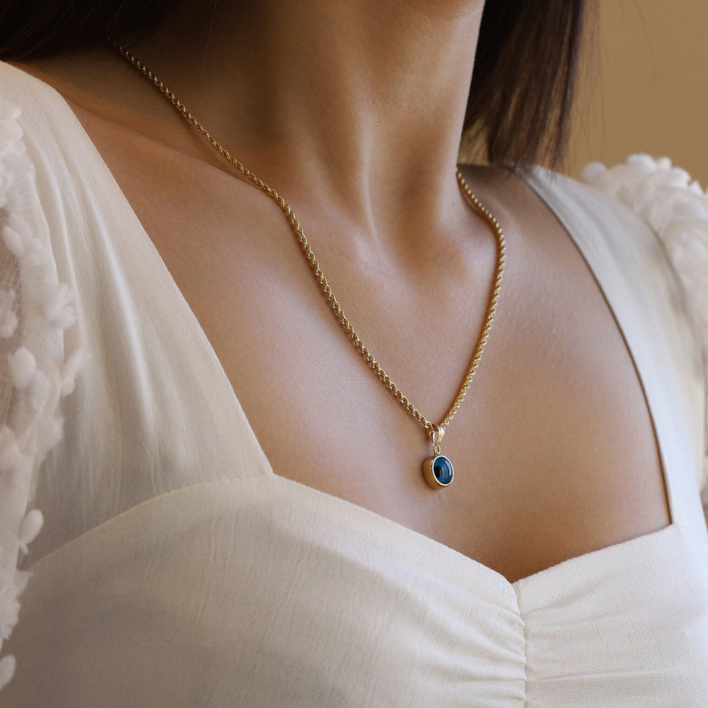 Wholesale Stainless steel high color retention alternative blue devil's eye necklace