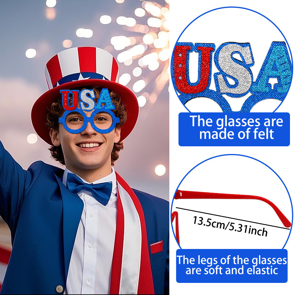 Wholesale  Independence Day Five-pointed Star Glasses Decoration