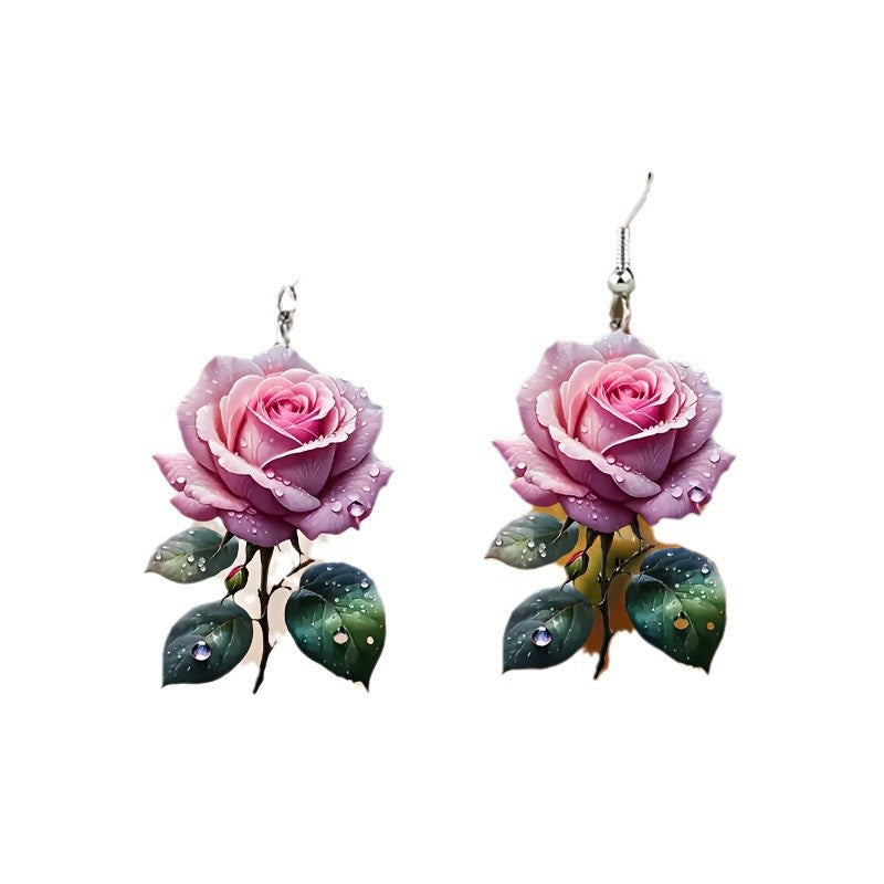 Wholesale acrylic rose women's earrings