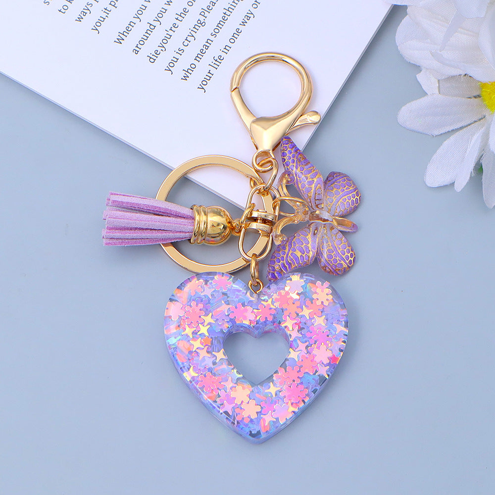 Wholesale Chic Heart Resin Keychain with Tassel - Boutique Bag Accessory Gift
