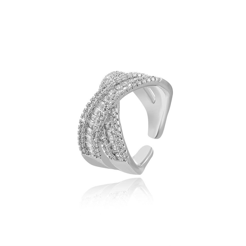 Wholesale Stepped zircon electroplated ring